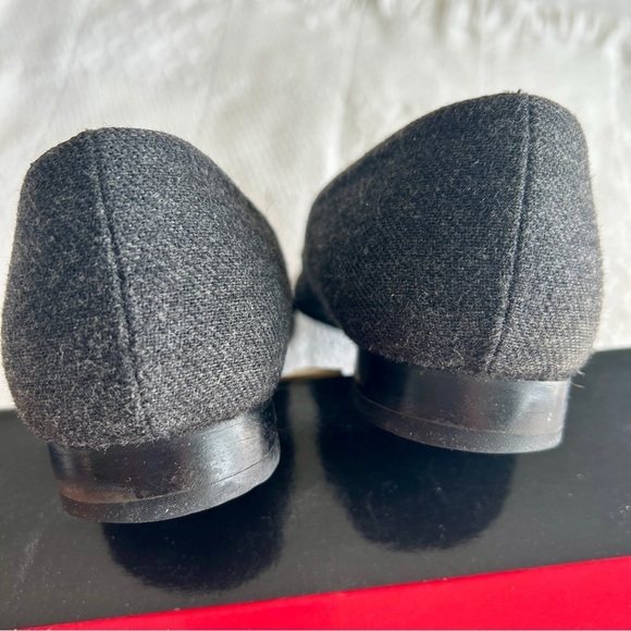 Talbots Charcaol Grey Flats in Wool Fabric with Black Velvet Bow Shoe size 8 - Picture 8 of 16